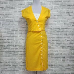 Vintage 70s Trivia By Charm of Hollywood 2pc Dress Bolero Set Yellow‎ Colorblock